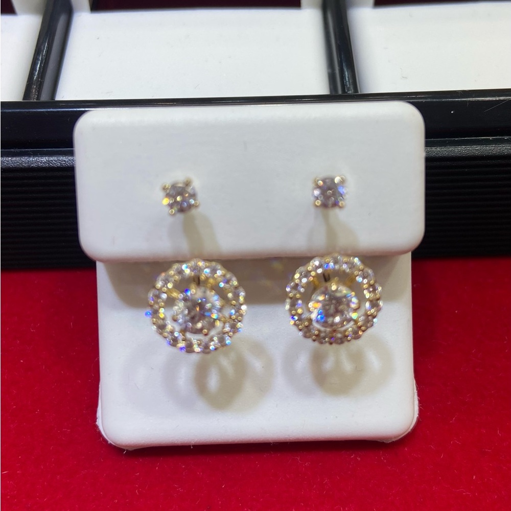 14K Front Back Earrings CZ.